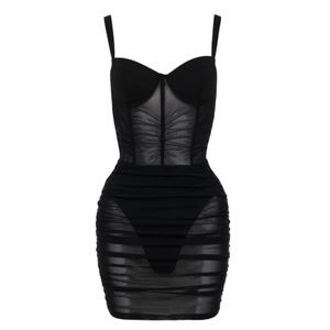 Heiress Beverly Hills Corset Mesh Black Dress XS